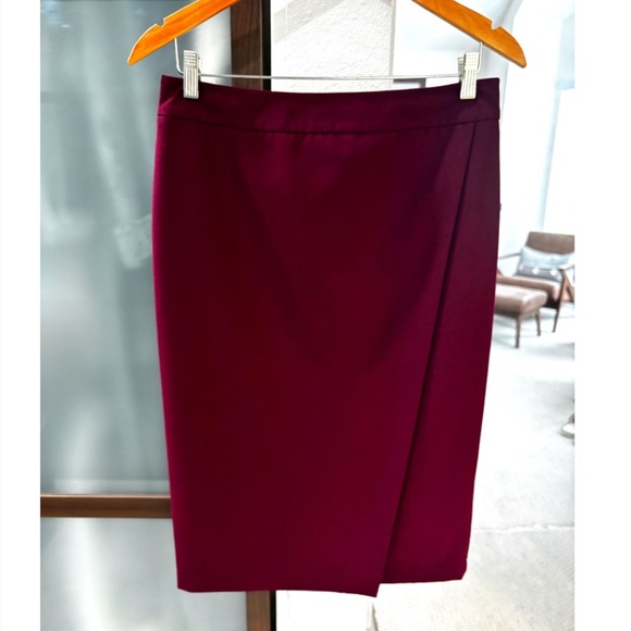 Liz Claiborne Faux Wrap Pencil Skirt - Maroon/Burgundy 10 - Picture 1 of 7
